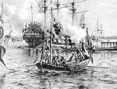 Торжественная встреча на рейде Кронштадта эскадрой Балтийского флота ботика Петра I